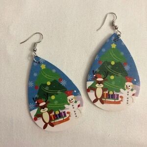 Christmas Tree Scene Holiday Teardrop Earrings